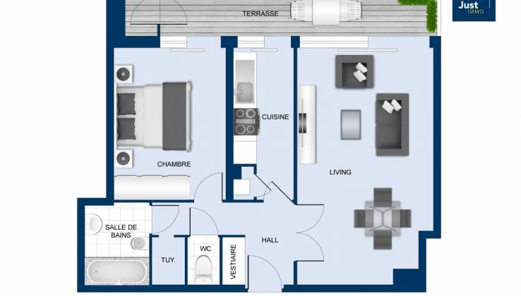 Appartement 65M² - 1 chambre avec terrasse